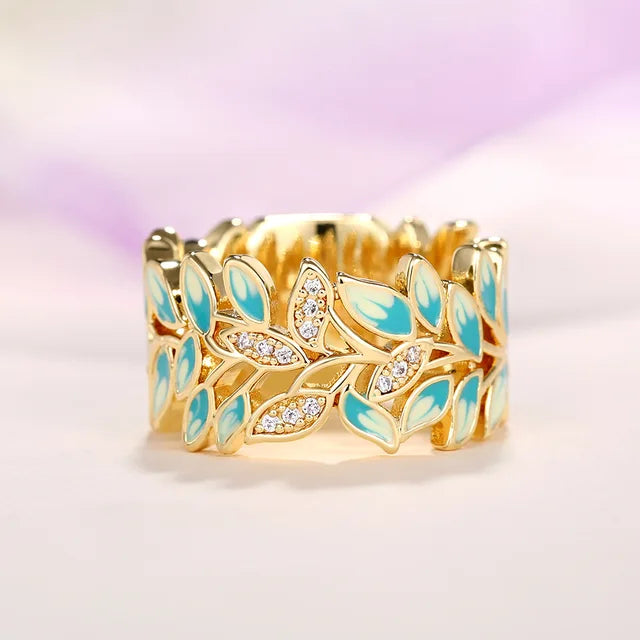 LuxLeaf Enamel Charm Ring