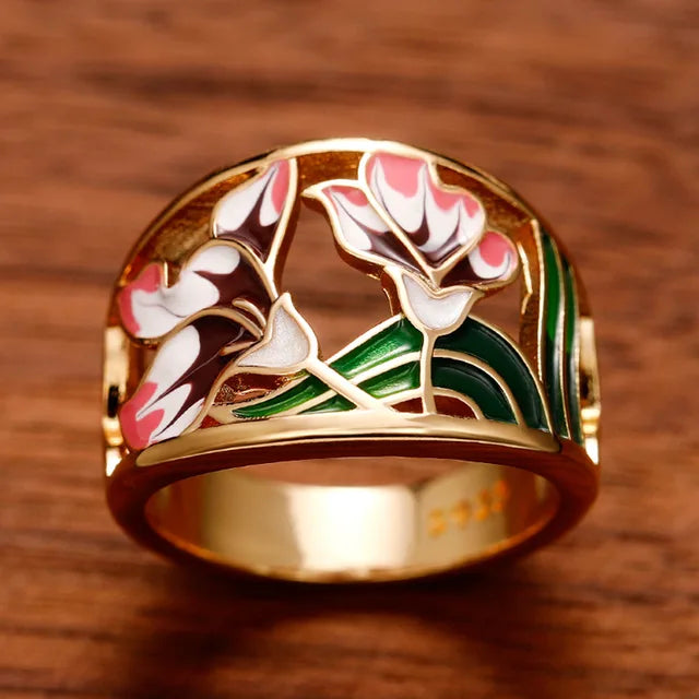 LuxLeaf Enamel Charm Ring