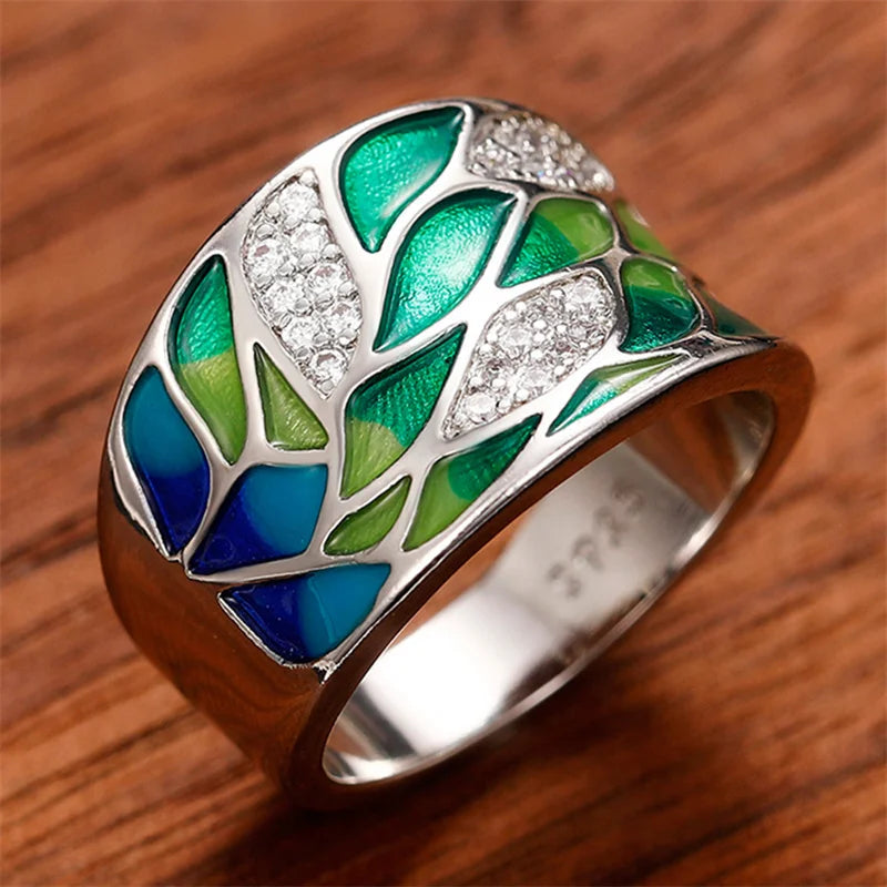 LuxLeaf Enamel Charm Ring