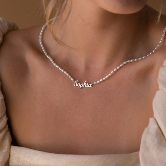 Custom Pearl Name Necklace