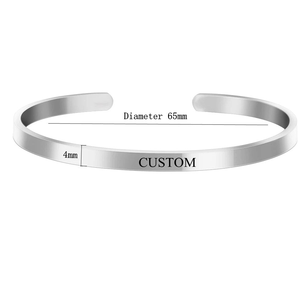 Engraved Stainless Steel Custom Cuff Bracelet