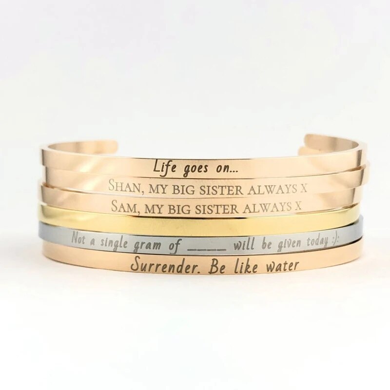 Engraved Stainless Steel Custom Cuff Bracelet