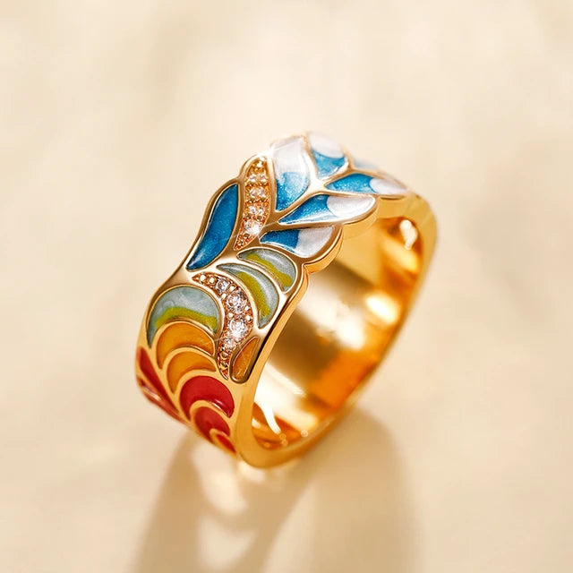 LuxLeaf Enamel Charm Ring