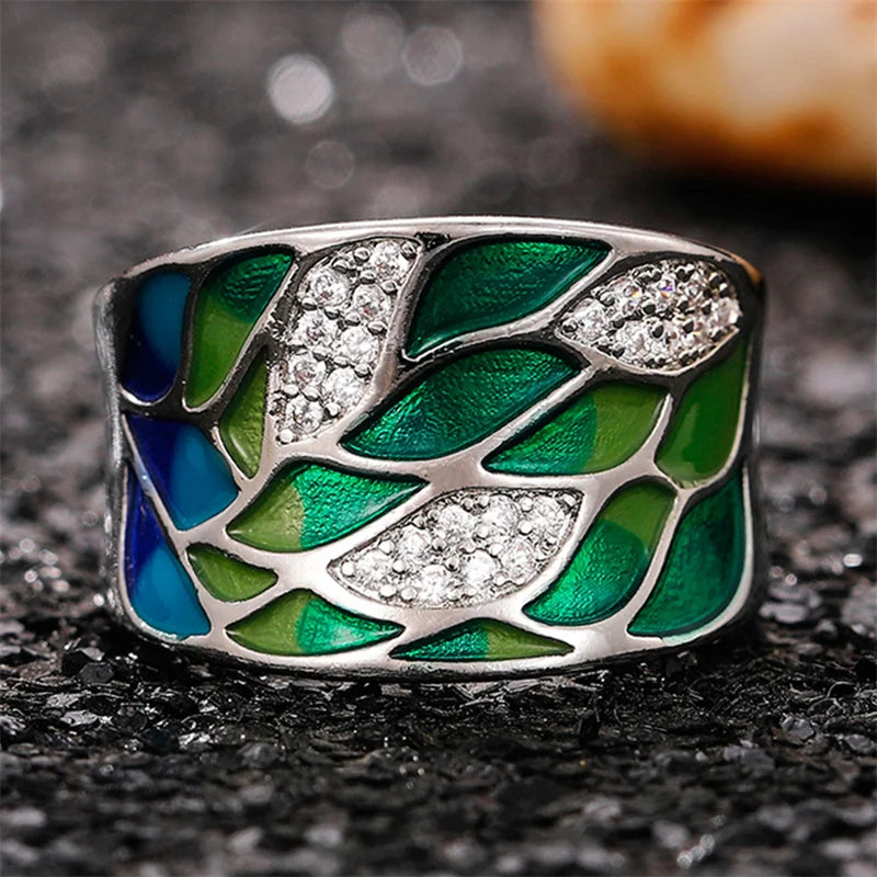 LuxLeaf Enamel Charm Ring
