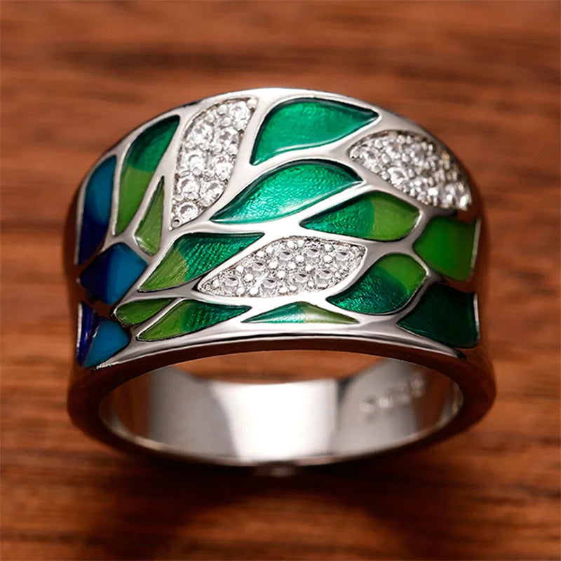 LuxLeaf Enamel Charm Ring