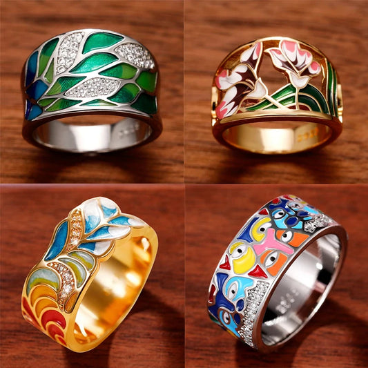 LuxLeaf Enamel Charm Ring